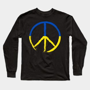 Ukraine Flag Peace Symbol Long Sleeve T-Shirt